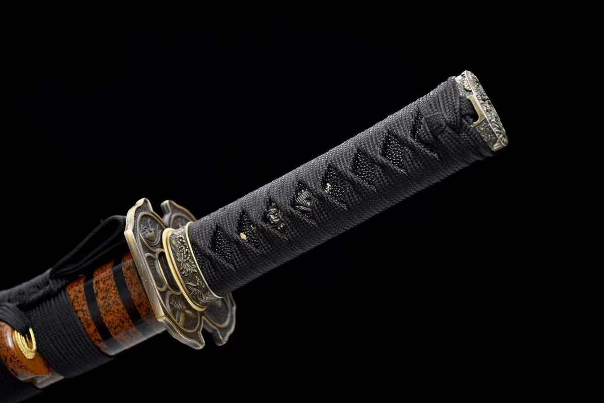 Hand Forged Japanese Tanto Storm Short Sword Manganese Steel Blackened blades