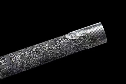 Handmade Ao Tian Manganese Steel Chinese Sword Baked blue engraving