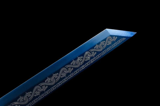 Handmade Ao Tian Manganese Steel Chinese Sword Baked blue engraving