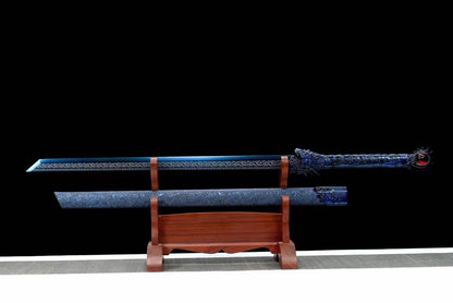 Handmade Blue Flame High Manganese Steel Chinese Sword
