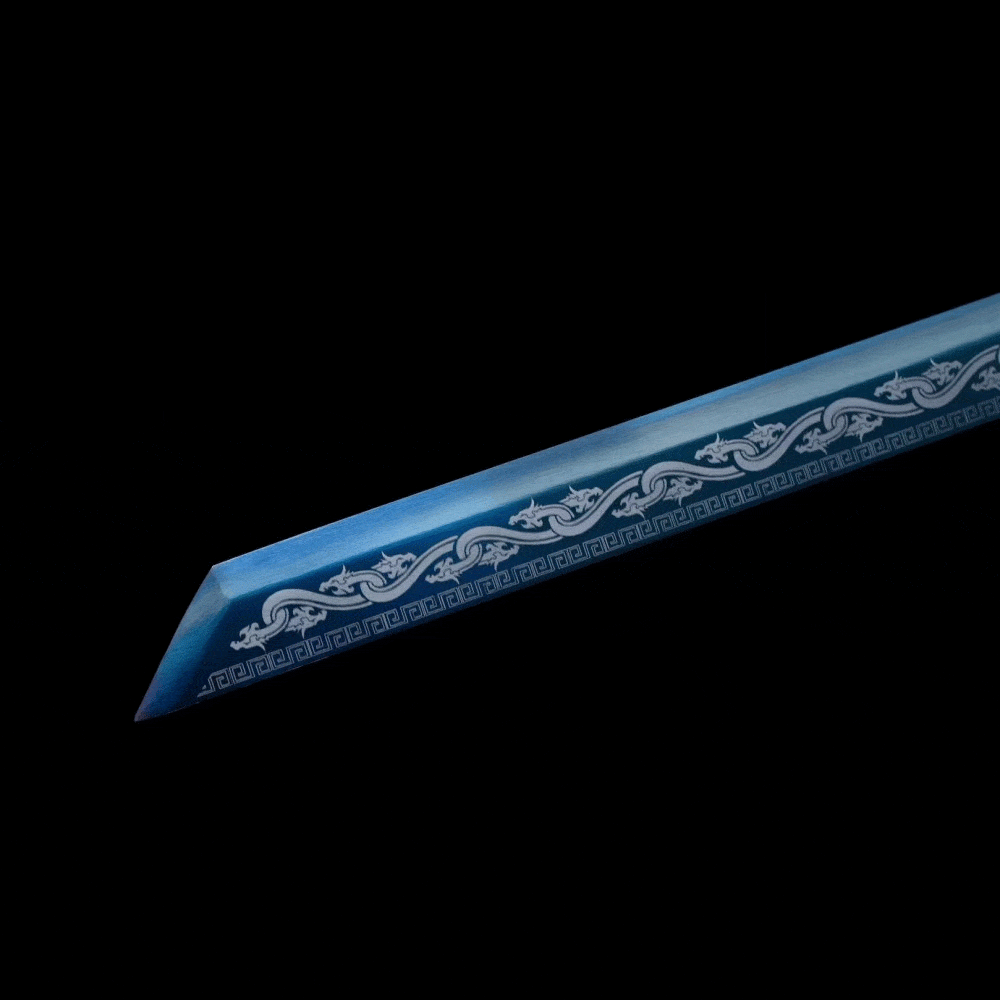 Handmade Dragon Flame Battle Blade Chinese Sword With Blue Blade