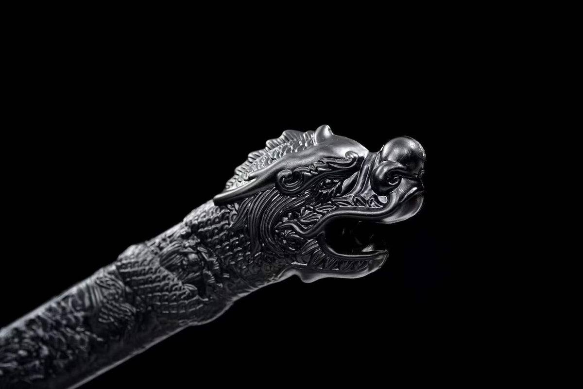 Handmade Dragon Slayer Manganese Steel Chinese Sword With Black Blade