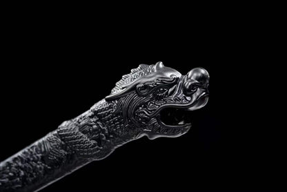 Handmade Dragon Slayer Manganese Steel Chinese Sword With Black Blade