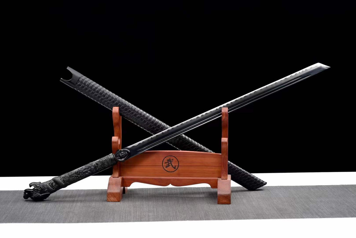 Handmade Dragon Slayer Manganese Steel Chinese Sword With Black Blade