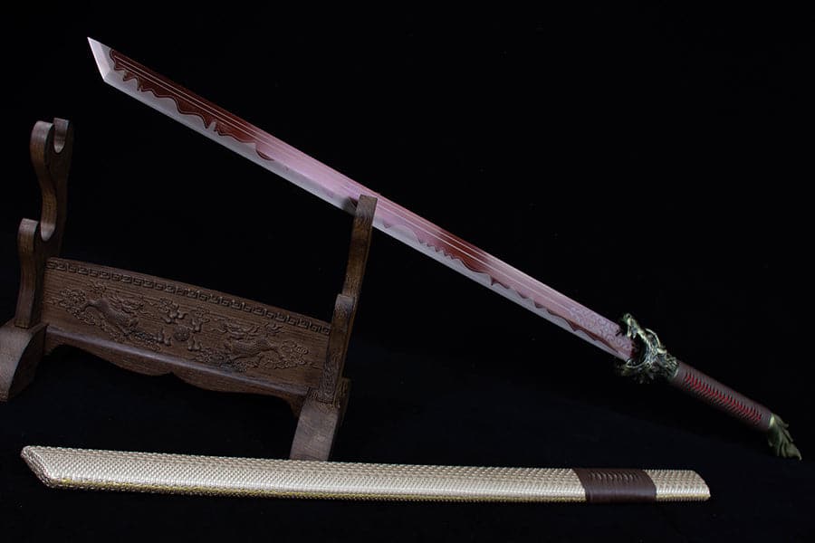 Handmade High Carbon Steel Flowing Shadow  Chinese Sword With Red Blade