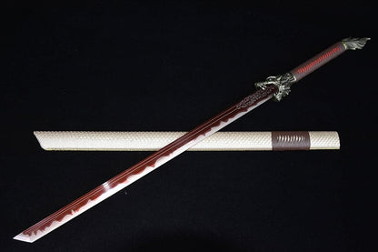 Handmade High Carbon Steel Flowing Shadow  Chinese Sword With Red Blade