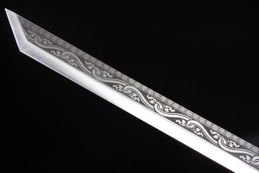 Handmade High Manganese Steel Ink Dragon Chinese Sword With black Sheath