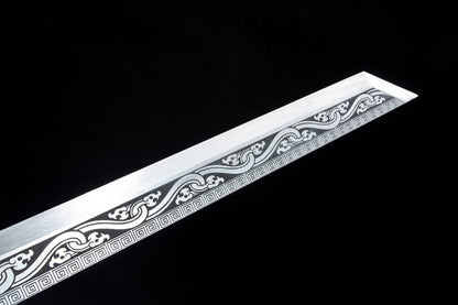 Handmade High Manganese Steel Ink Dragon Chinese Sword With black Sheath