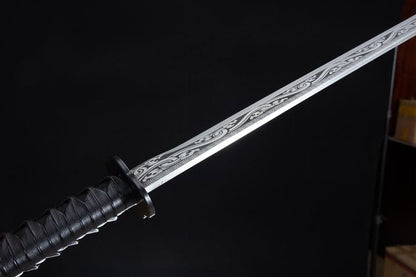 Handmade High Manganese Steel Ink Dragon Chinese Sword With black Sheath