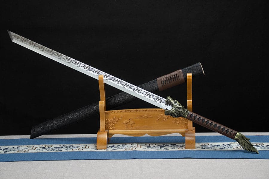 Handmade High Manganese Steel Thorny Dire Wolf  Chinese Sword With Black Sheath