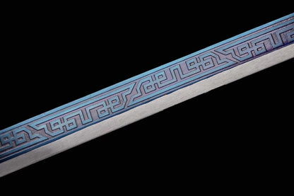 Handmade High Manganese Steel Whitefish Chinese Sword With Baked Blue Blade