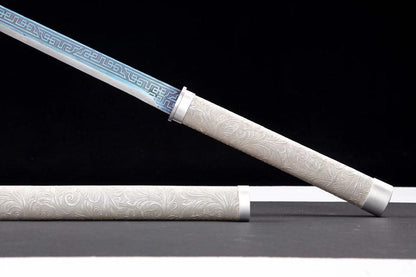 Handmade High Manganese Steel Whitefish Chinese Sword With Baked Blue Blade