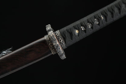 Handmade Japanese Tachi Odachi Sakura Pattern Steel High Ebony