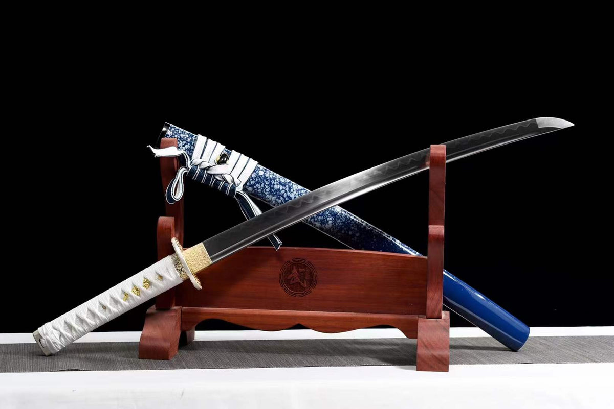 Handmade Japanese Wakizashi Begonia Short Sword T10 burned edge