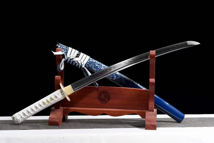 Handmade Japanese Wakizashi Begonia Short Sword T10 burned edge