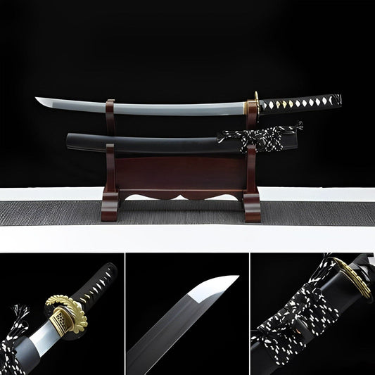 Handmade Japanese Wakizashi Black Moon Damascus Steel