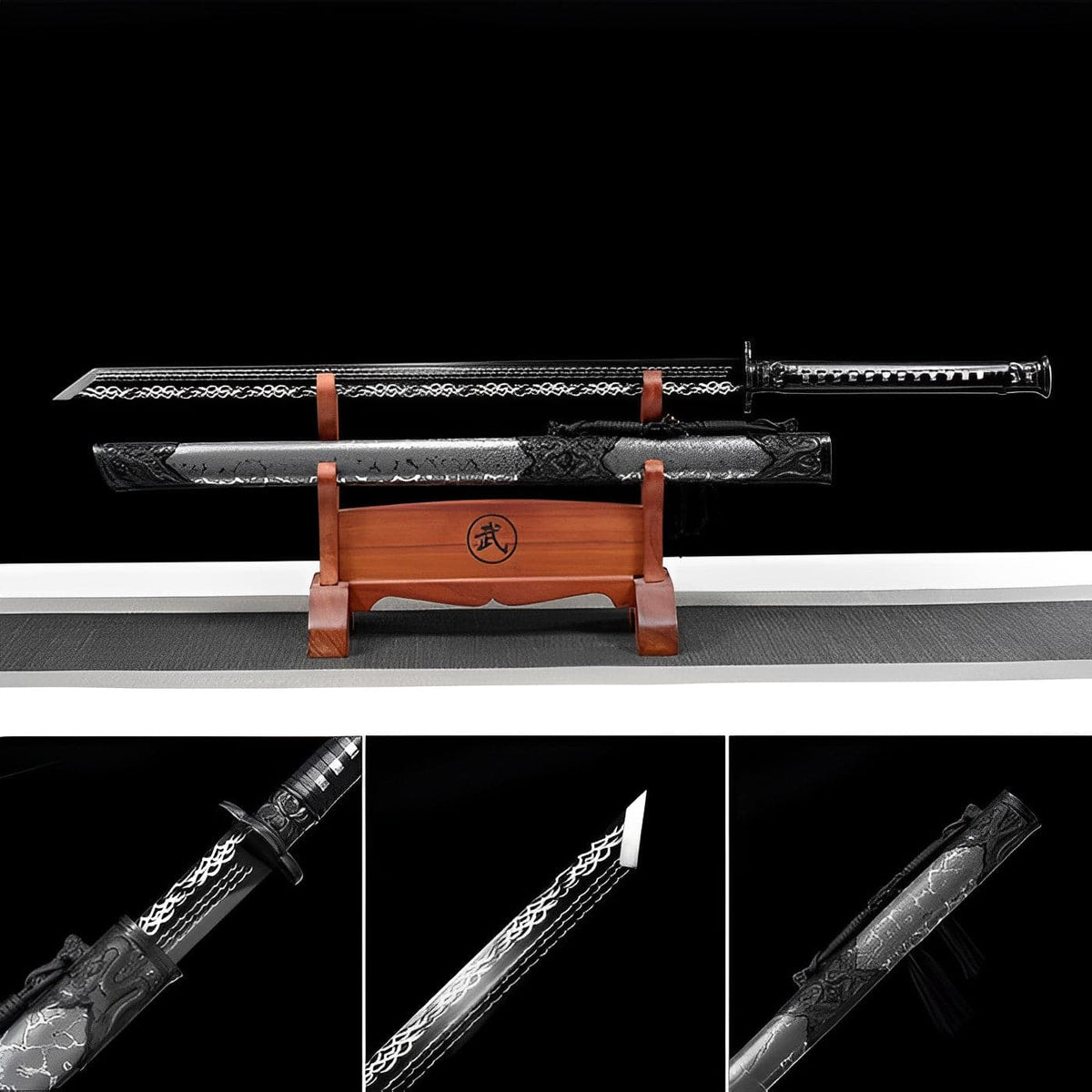 Handmade Thunder High Manganese Steel Chinese Sword With Silver Lightning Sheath